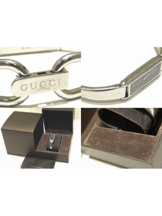 Gucci Bangle Watch Diamond Black Dial Silver SS Quartz